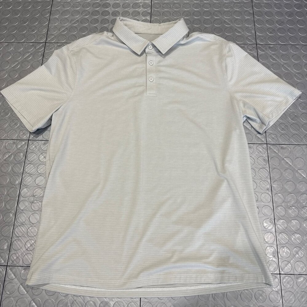 Men’s Lululemon Short Sleeve Evolution Polo Slim Fit XL White Silver